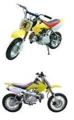 two 50cc dirtbike motorbikes
