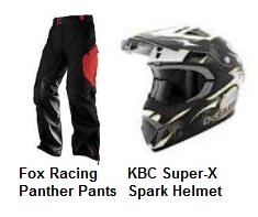 Fox Racing Panther Pants and a KBC Super X Spark Helmet