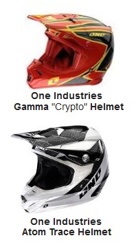 Gamma helmet Crypto Red and the Atom Trace helmet by One Industries 